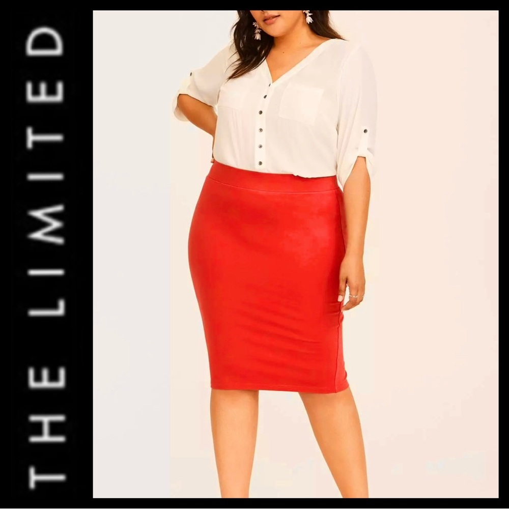 NWT The Limited Coral Red Ponte Pencil Skirt